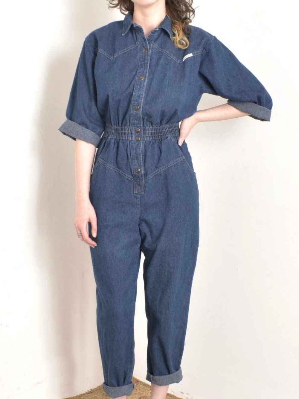 80s Vintage Blue Denim Jumpsuit
